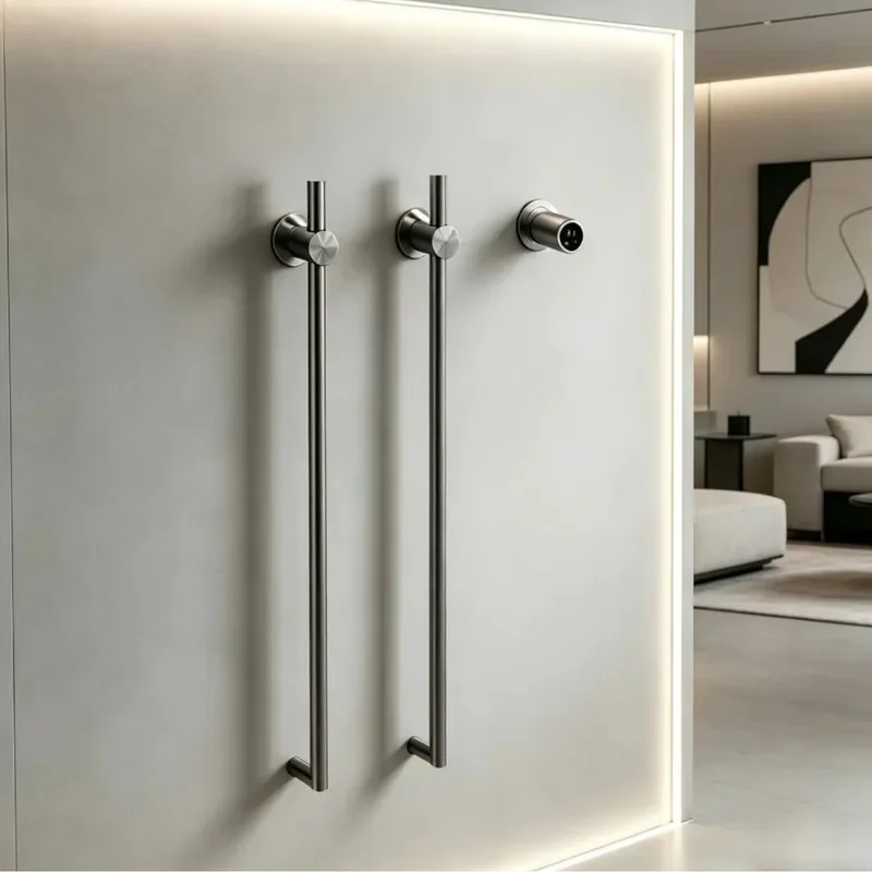304 Stainless Steel Electric Towel Rack Smart Touch Control Heated Bathrobe Dryer Hidden Wall Mounted Bathroom Heating Bar