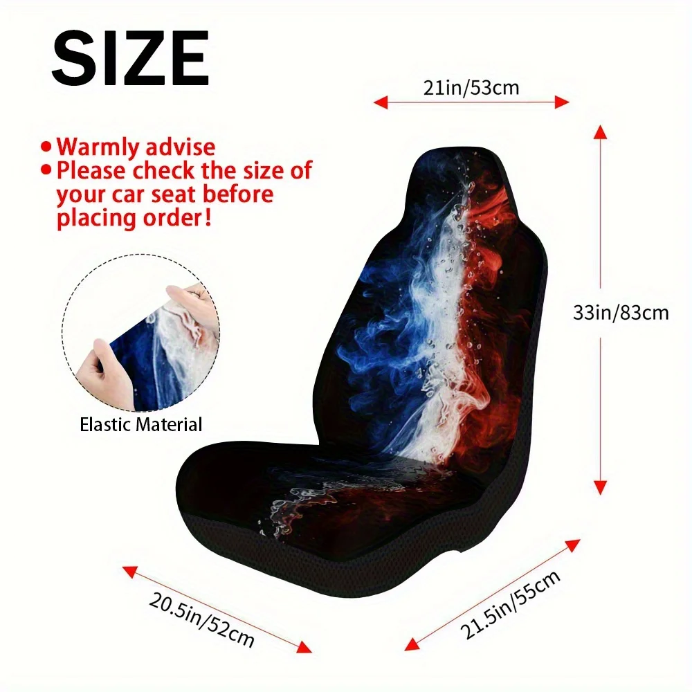 Set Of 2 Car Seat Covers Featuring The Colors Of The French Flag – Universal Fit For Front Seats In Cars, Suvs, And Sedans, Desi