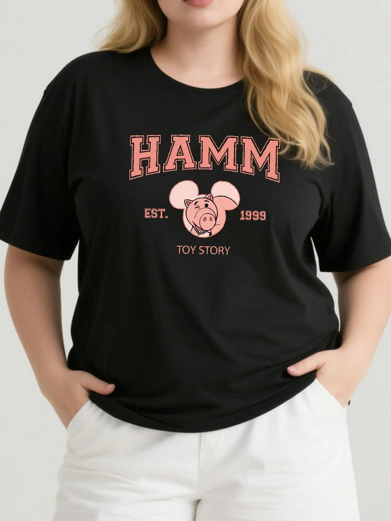 ديزني توي ستوري للرجال والنساء أنماط الكرتون نمط القطن الخالص قصيرة الأكمام تي شيرت الشارع Harajuku نمط المتضخم #1