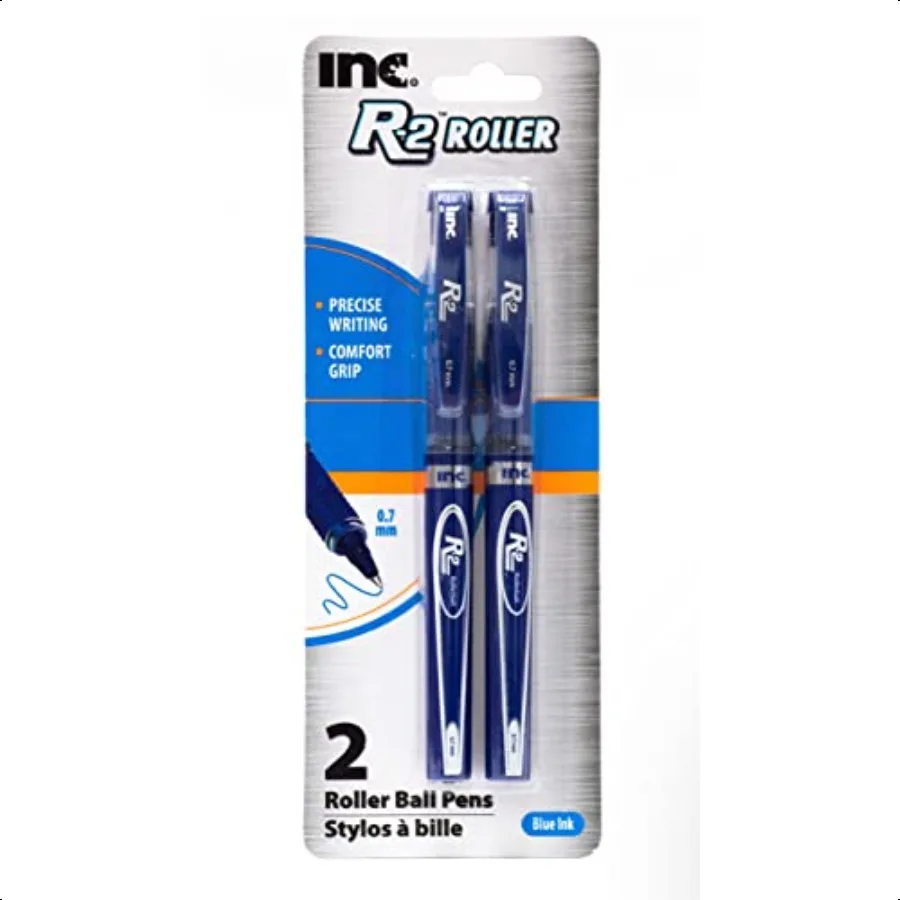 

0.7 mm R2 Roller Ball PenControlled Ink Flow System Blue Ink Comfort Grip 2 pack