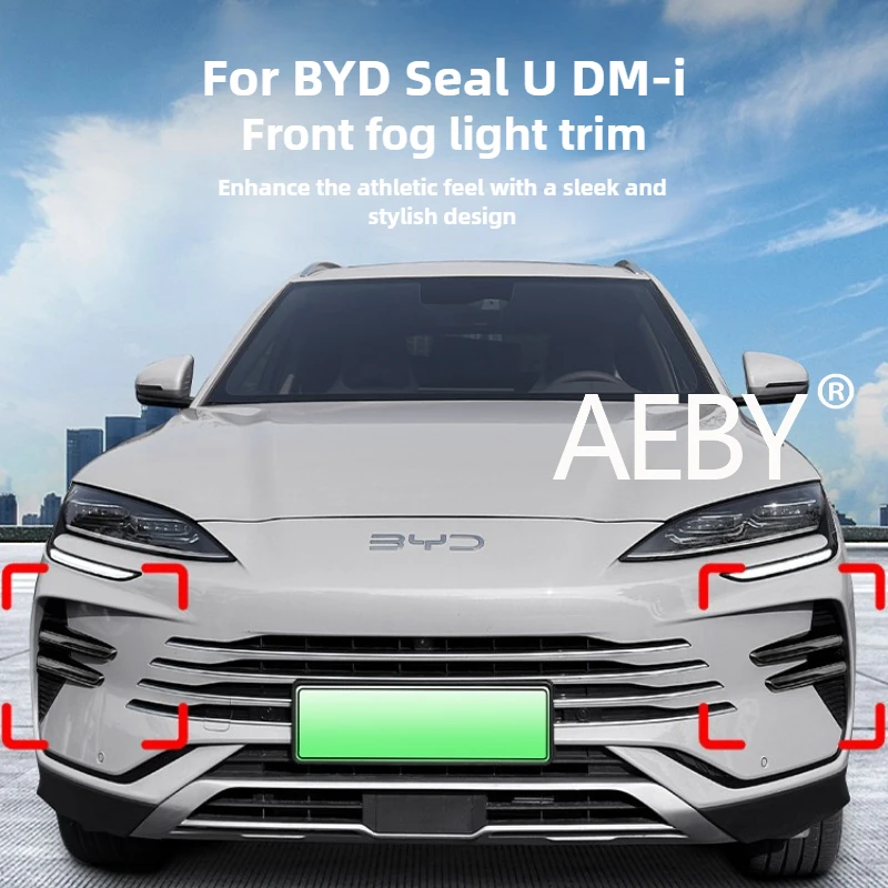AEBY For BYD Seal U DM-i 2025 Car Fog Lamp Cover, Glossy Black Bumper Trim Grille, Anti-Scratch Car Exterior Styling Accessories