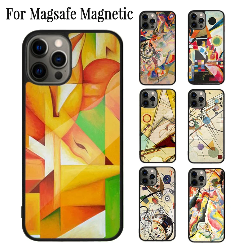 Wassily Kandinsky Abstract Artistic Magnetic Phone Case For iPhone 16 15 14 Plus 13 12 11 Pro Max Magsafe Wireless Cover