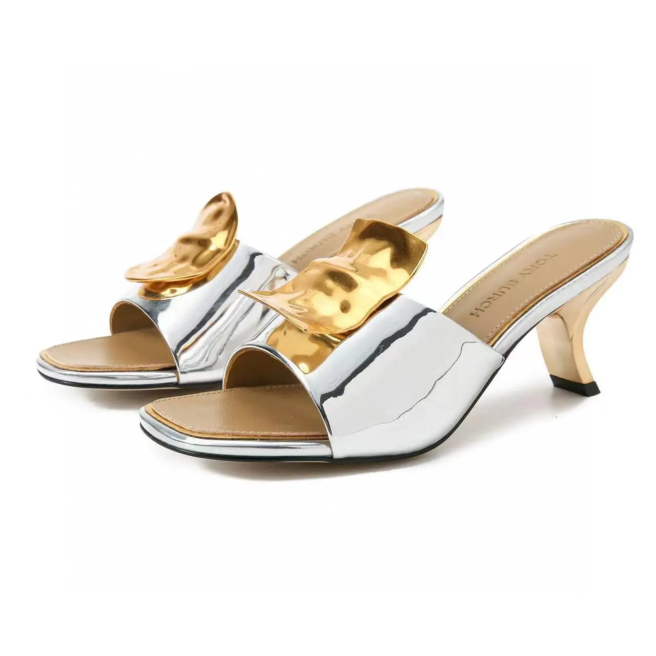 

High-quality women's high-heeled sandals, one-to-one full leather slippers, fashionable and elegant sandals