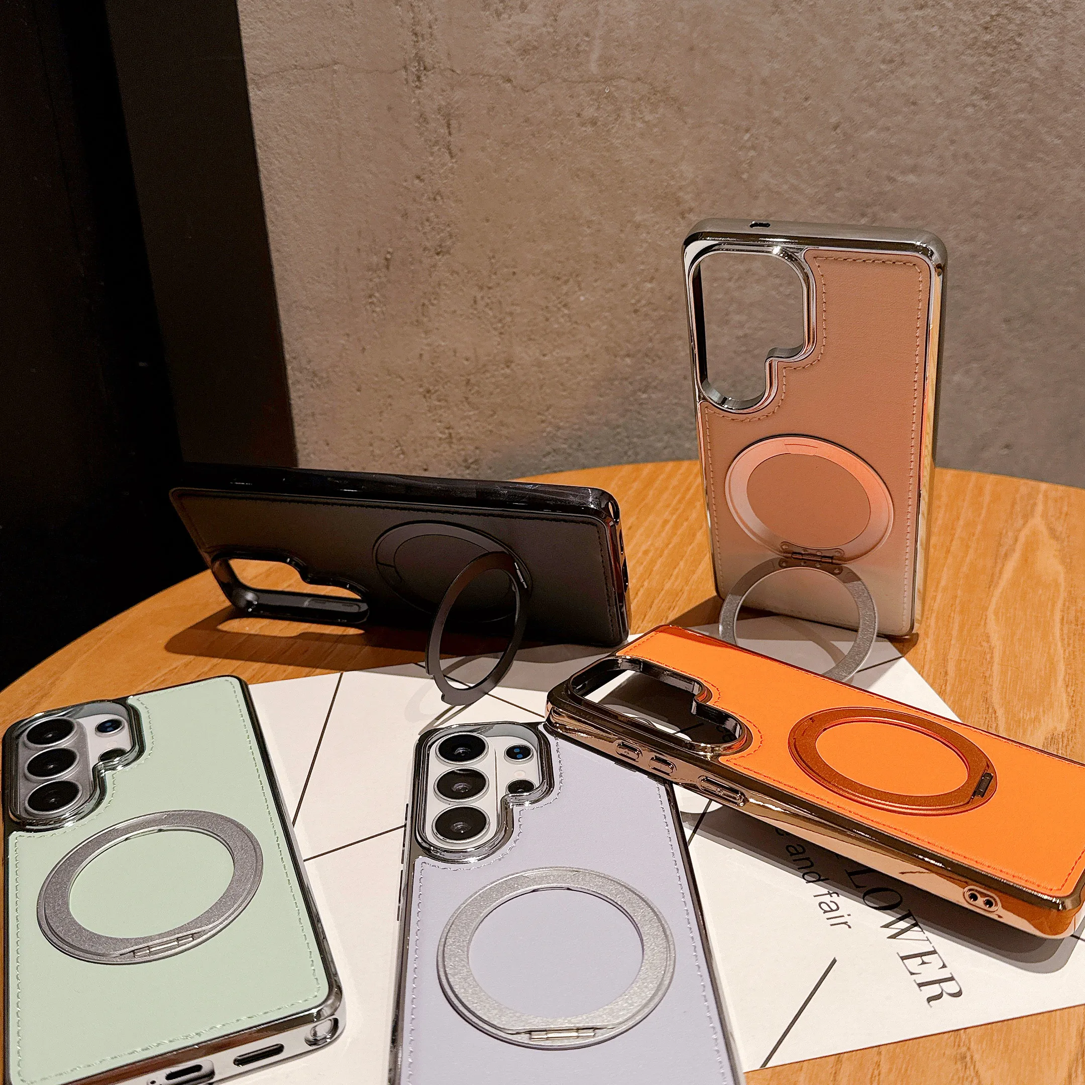 

Compatible with iPhone 15-17 Pro Max | Samsung S24/S25/S26, electroplated large hole, 360° rotating bracket