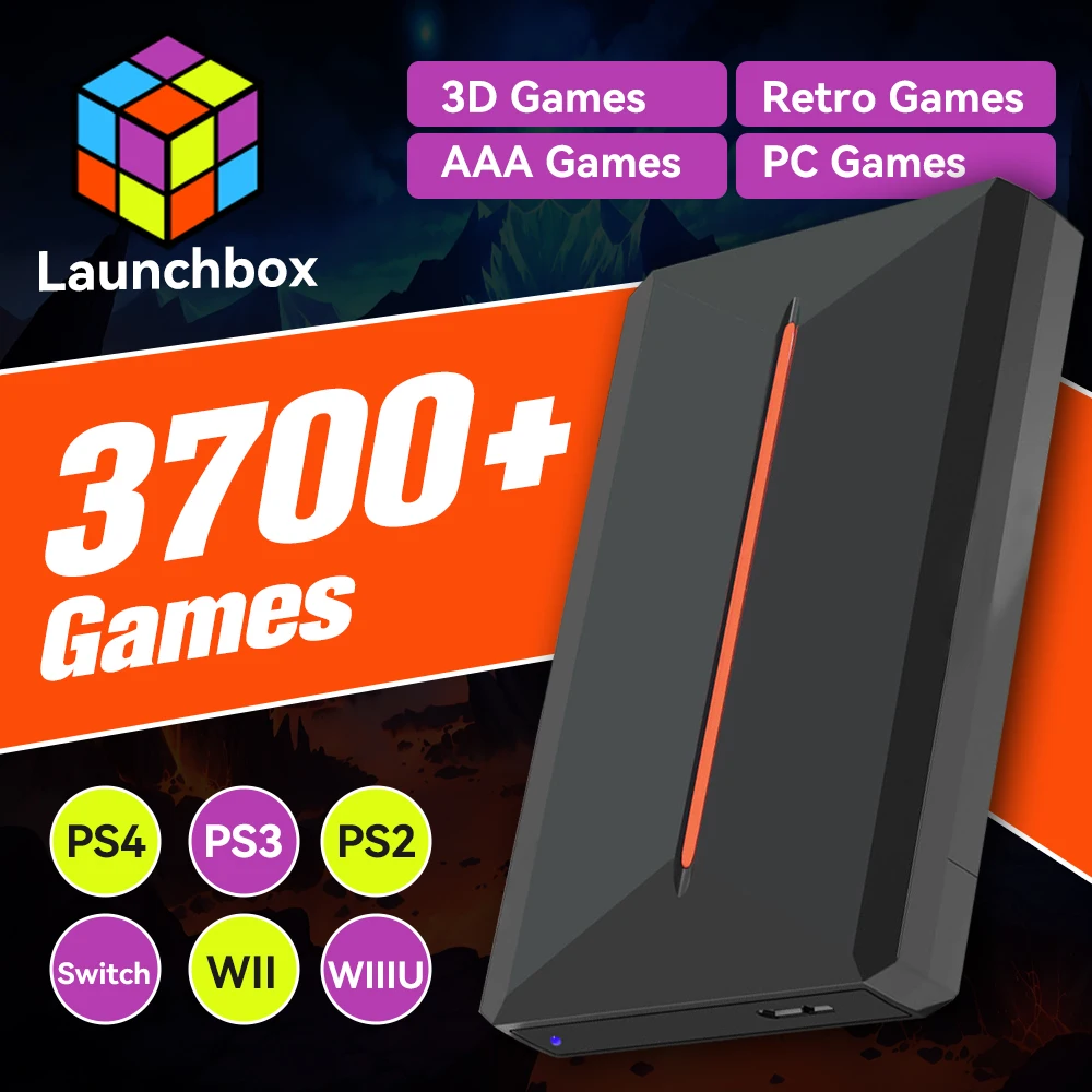 Launchbox 500GB HDD& Game Consoles For PS4/PS3/PS2/Gamecube/Sega Saturn/Wii/Wiiu Gaming Hard Drive With 3700+ Games Plug&Play