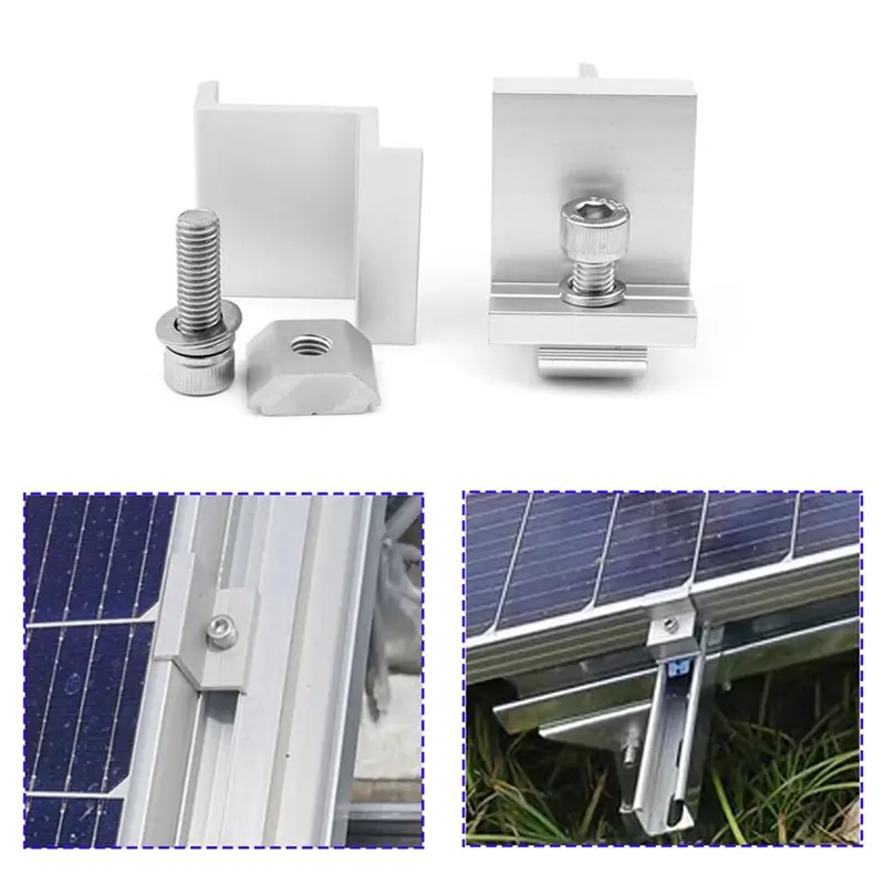 ABLK 30X Solar Panel Adjustable Bracket Clamp PV Bracket Mounting Clip Solar End Clamp 30Mm For Fixing Solar Panel