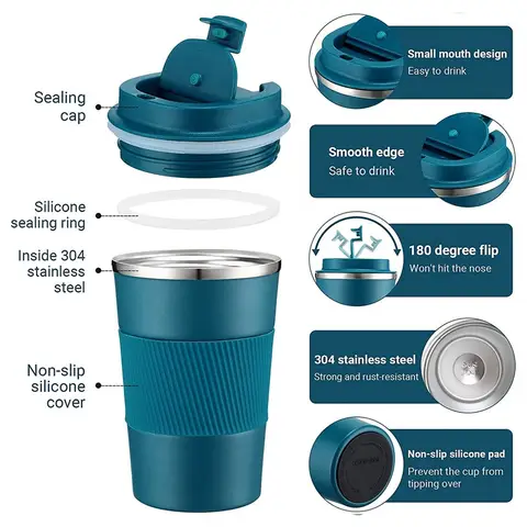 380/510ML Stainless Steel Car Thermal Cup Coffee Cup  for Outdoor Sports Cold and Heat Thermal Mug Tumbler Insulated Flask Water
