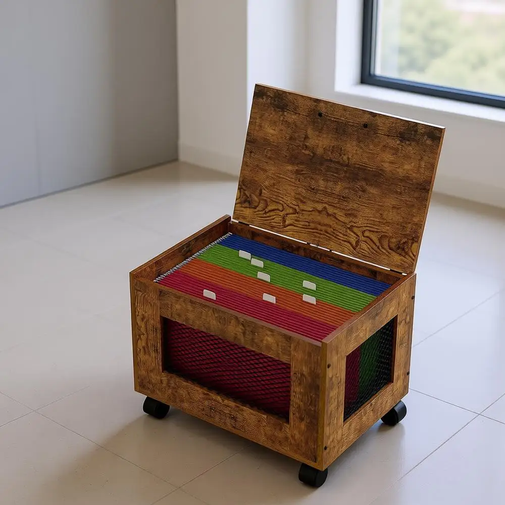 

Compact Rolling Storage Cart for Desk, Mobile Office Organizer with Hanging File Box, Suitable for Letter & Legal Size Documents