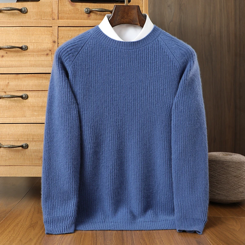 

Autumn Winter New Thickened Men's Sweater 100% Cashmere Knitted Pullover Comfortable Warm Base Shirt Casual Men's Top