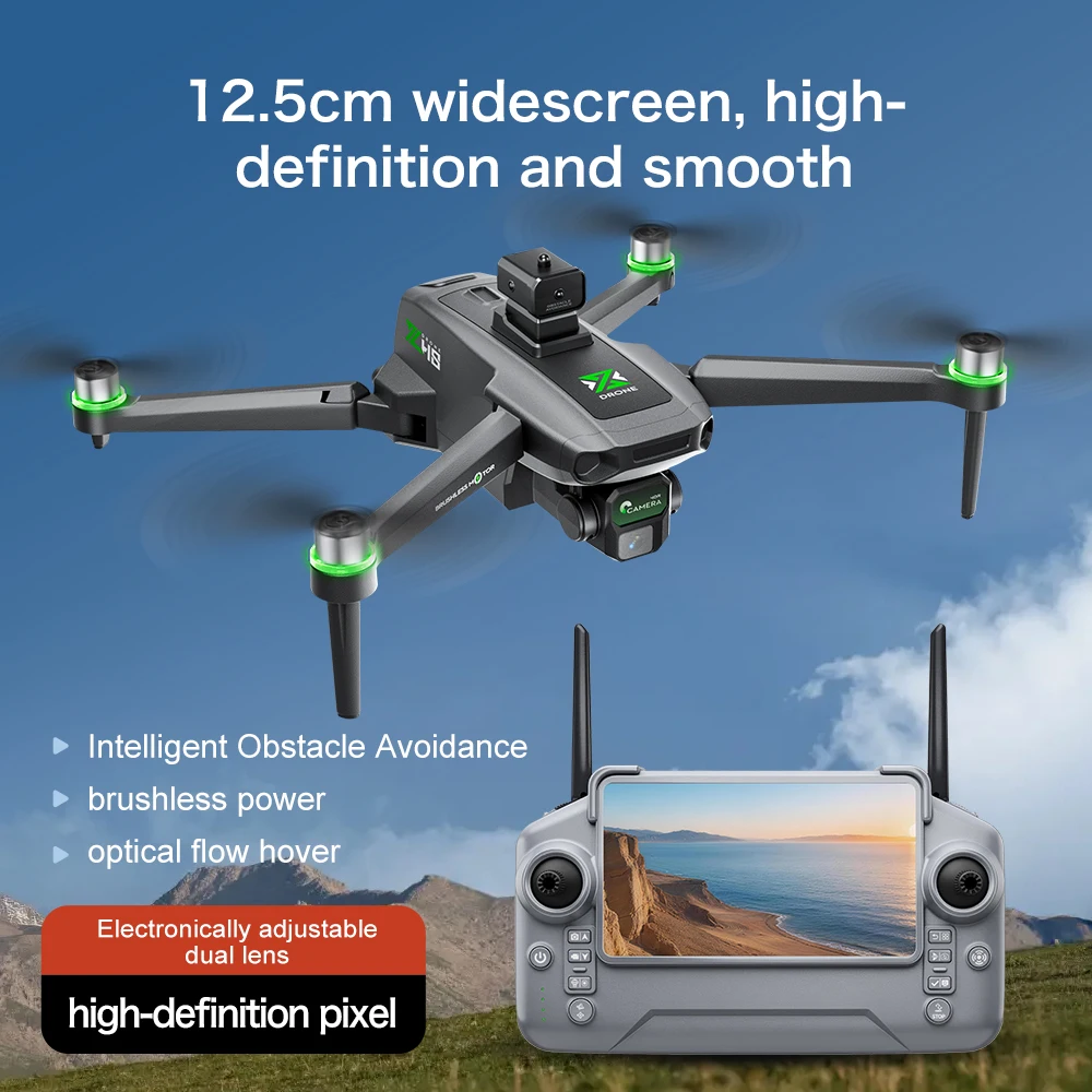 

Entry level 2.4G optical flow with 4.3-inch screen display, brushless with airdrop drone, dual lens WIFI aerial camera toy