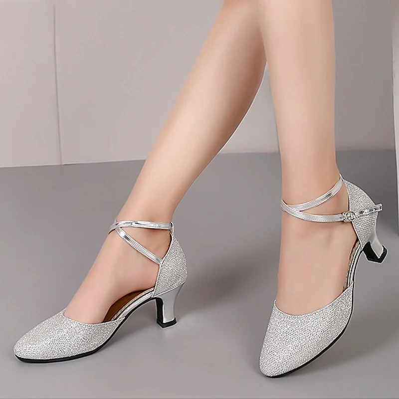 Ballroom Dancing Shoes For Women Latin Dance Shoes Lady Closed Toe Salsa Shoes Low Heels Zapatos Baile Latino Mujer 3.5cm/5.5cm