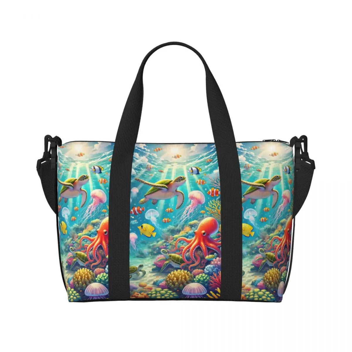 

Женская большая сумка-тоут Nemo на заказ, большая вместительная сумка с рисунком рыбы, тренажерный зал, пляжные дорожные сумки