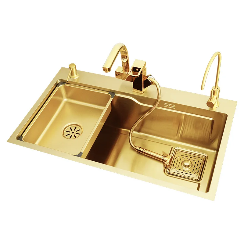 

Multifunctional nano gold 304 stainless steel sink, large single sink vegetable basin