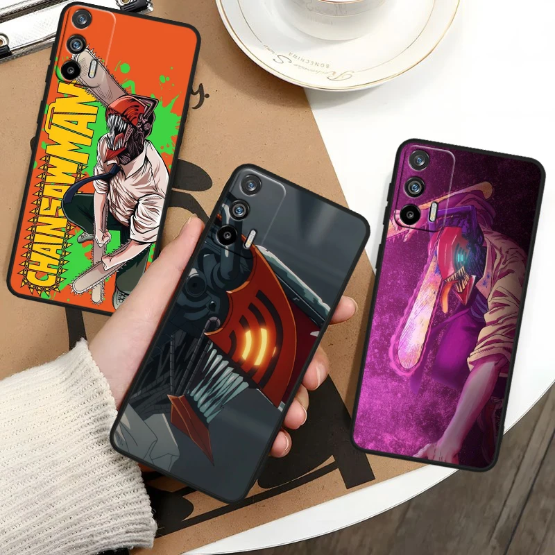 Anime Chainsaw Man For OPPO Realme GT3 2 C55 C33 C35 C30S C31 X3 X2 Q5i Q3S C21Y Pro Black Silicone Phone Case