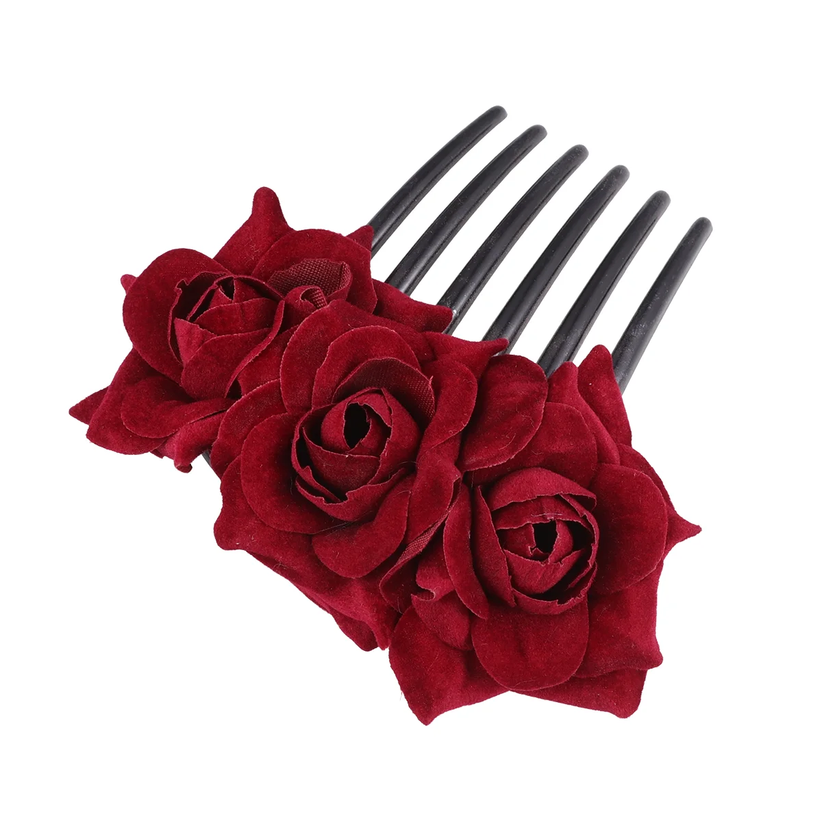 

1pc Rose Hair Comb Simulation Floral Hair Insertion Comb Headwear for Women Girls ( Red) floral comb