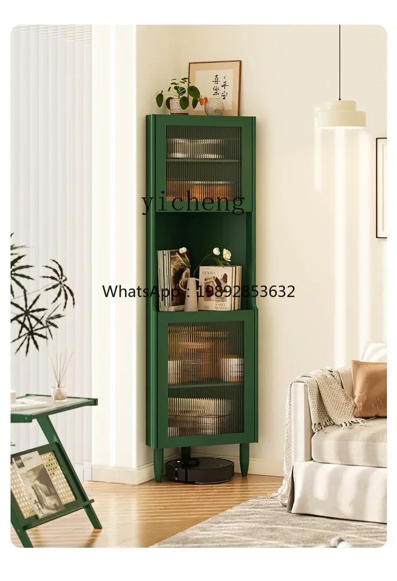 ZZ side cabinet corner solid wood corner storage wine cabinet fan decoration home  home decoration accessories
