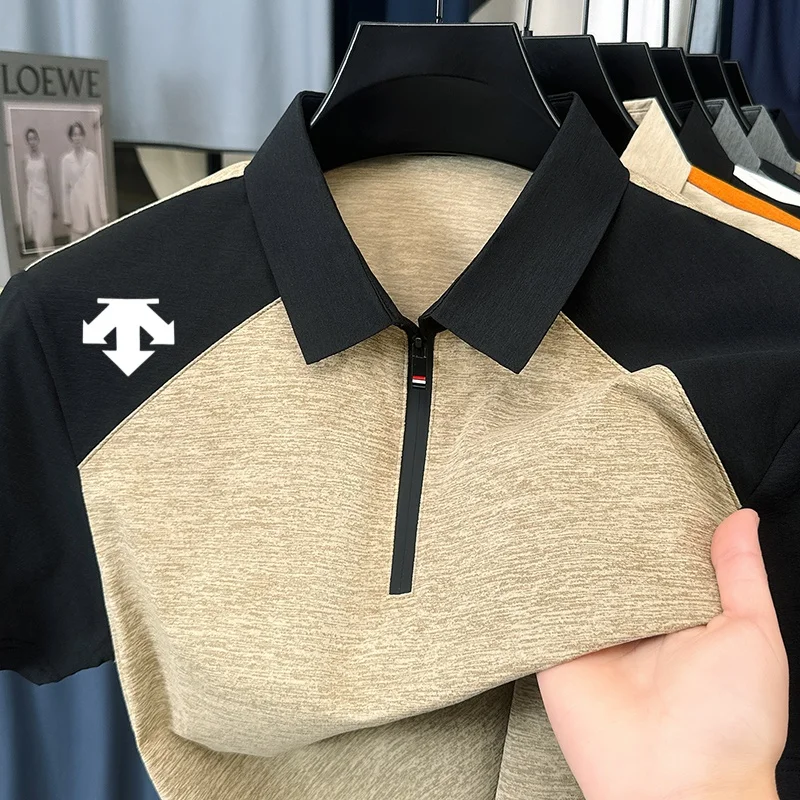 designer original printing summer men's short sleeve polo shirt lapel luxury zipper t-shirt fashion leisure ventilate men's wear image 6