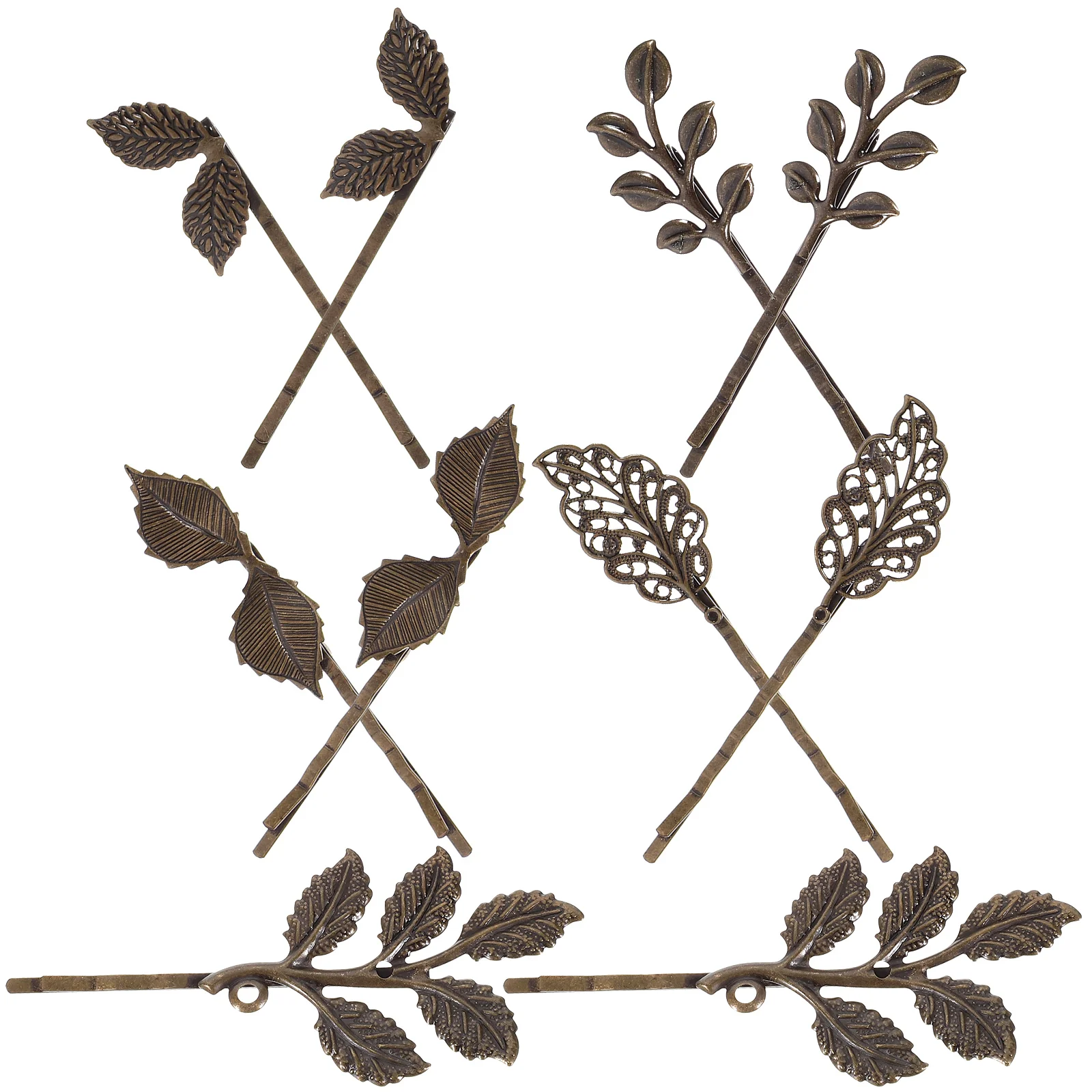 

10pcs Leaf Hairpin Elegant Bronze Hair Clip Decorative Bobby Pins for Girls Women Wedding Party Accessories Hair Care Styling