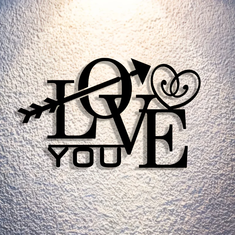 LOVE Arrow Iron Metal Wall Art, Romantic Wall Decor for Living Room Bedroom, Valentine Home Gift
