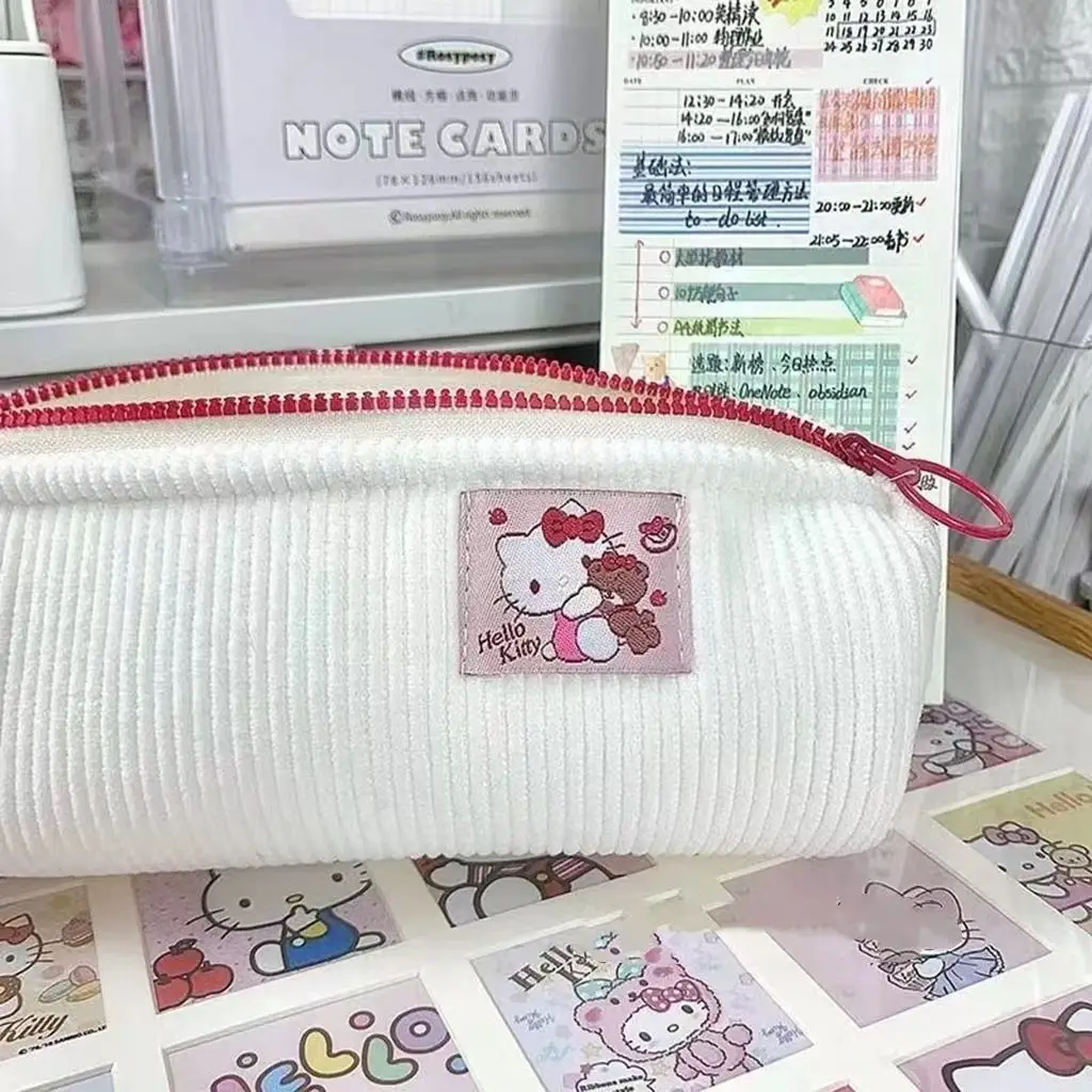 Sanrio Kuromi My Melody Cinnamoroll Hello Kitty Pencil Bag Student Cream School Stationery Large Capacity Cartoon Pencil Case