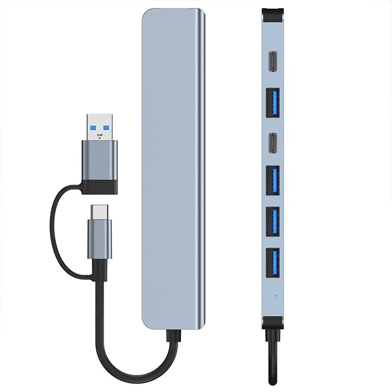 Station d'accueil 7 en 1 USB2.0 type-c, double connecteur, extenseur d'ordinateur, Hub multi-interface Compatible Windows MacOS Linux Android