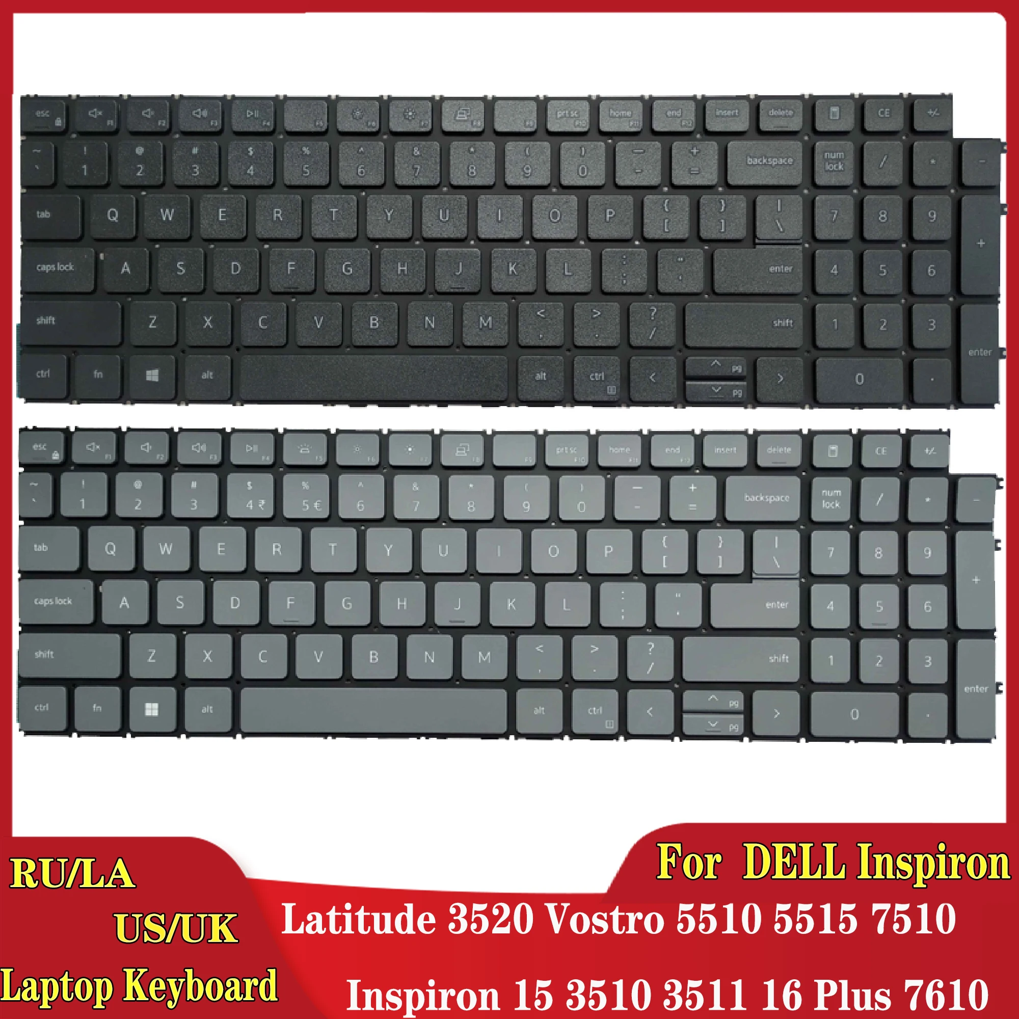 

NEW FOR DELL Latitude 3520 Vostro 5510 5515 7510 Inspiron 15 3510 3511 16 Plus 7610 Russian/US/UK/Latin/Spanish laptop Keyboard