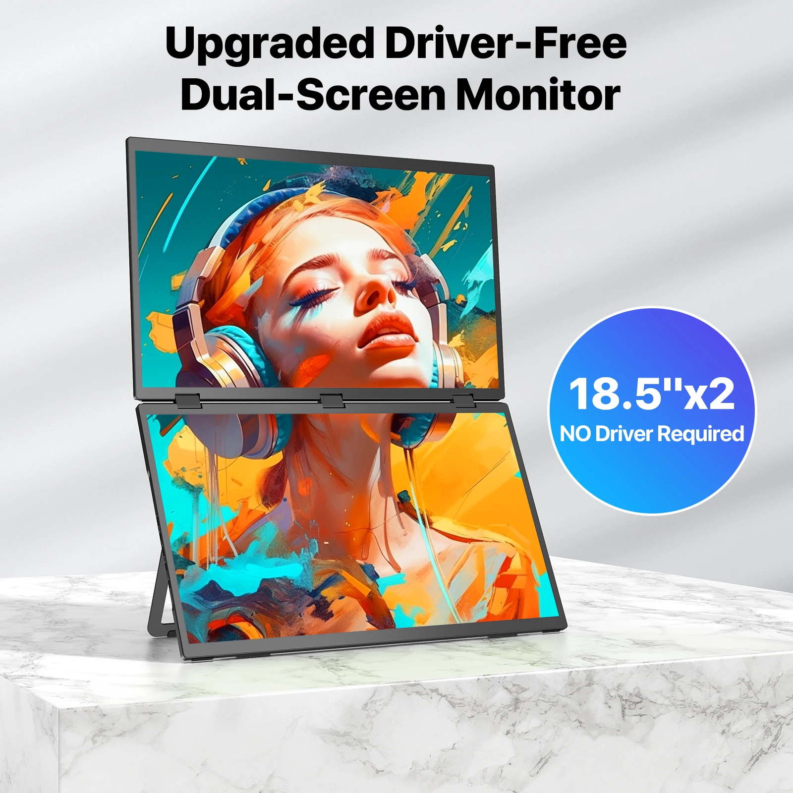 Imagem -03 - Uperfect Delta 185 100hz Monitor Portátil Duplo para Laptop Extensor de Tela 1080p Hdr 360° Monitor Triplo Empilhado Dobrável com Suporte e Vesa para Laptop pc Telefone Console de Jogos Windows Mac