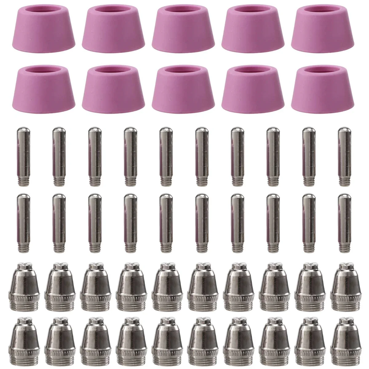 

50Pcs Plasma Cutter Torch Consumables Electrode Nozzles Cups Kit For AG-60 SG-55 WSD-60 Fit CUT-60 LGK-60 Plasma Cutter