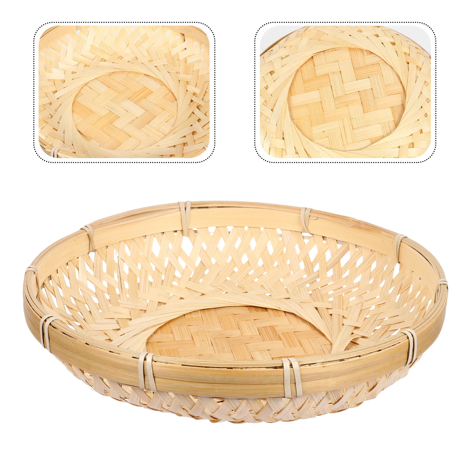 Cesta de pan tejida de bambú, práctica y mediana, almacenamiento de aperitivos de frutas rústicas, decoración elegante para el hogar, cesta de comida tejida