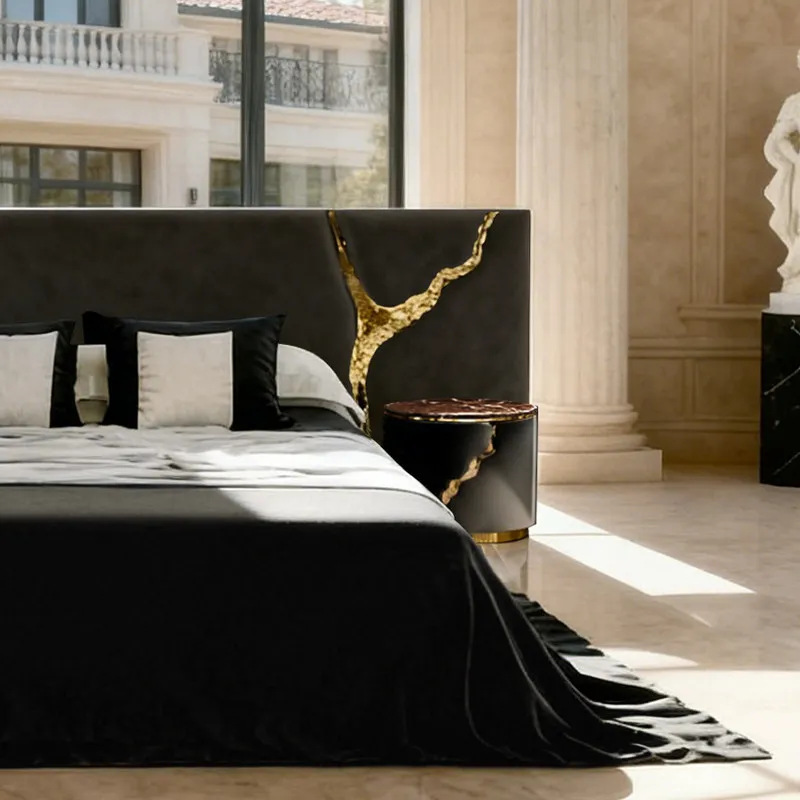 Boca Dolobo widescreen queen bed Italian light luxury modern villa master bedroom hotel high-end custom furniture bed locker