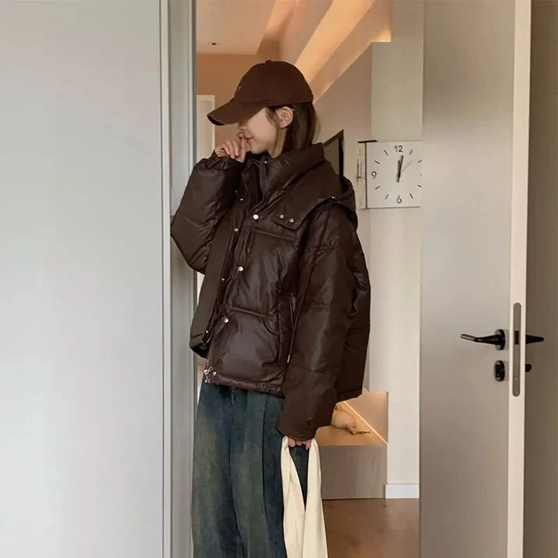Piumino invernale in cotone 2025 Cappotto parka con cappuccio allentato da donna nuovo Cappotto corto coreano in cotone Addensare giacca imbottita in cotone