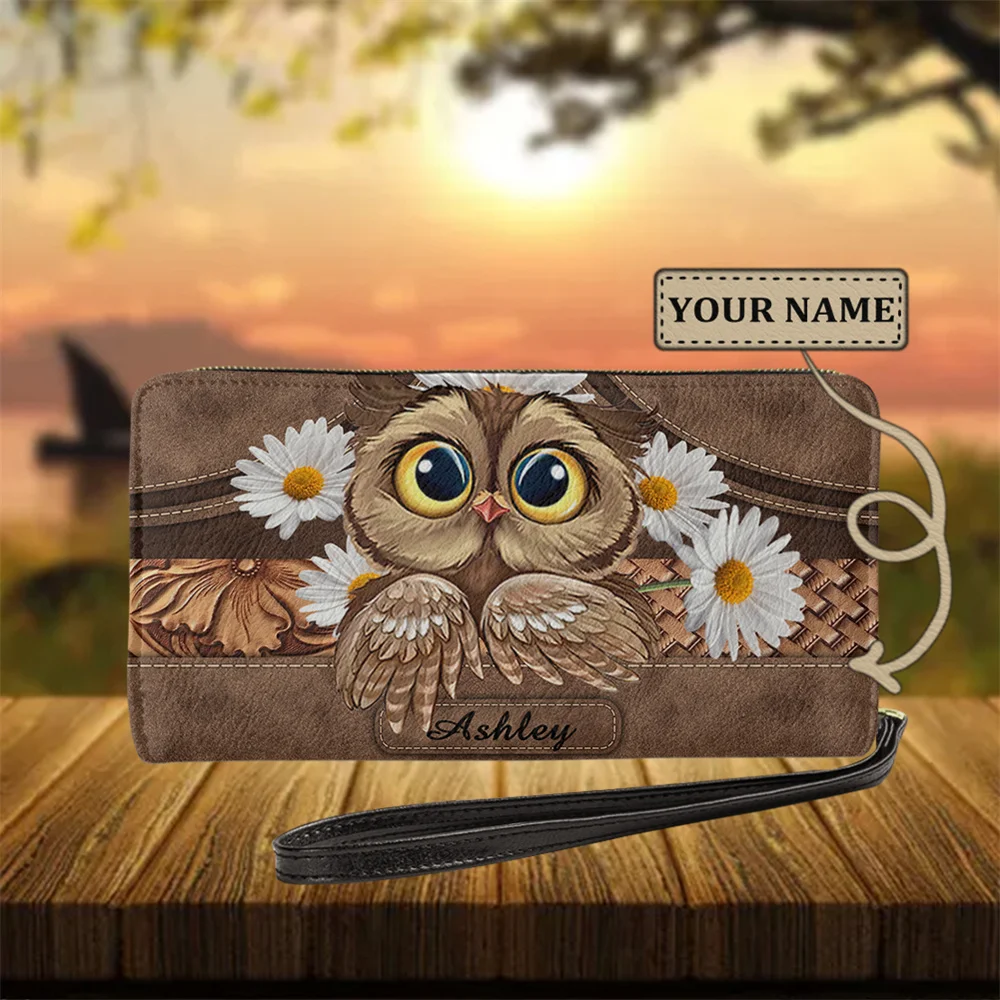 

Cute Owl Cartoon Wallets for Women 2022 Fashion Leather Clutch With Zip Female Long Coin Purse Casual Travel Money Pouch Mujer