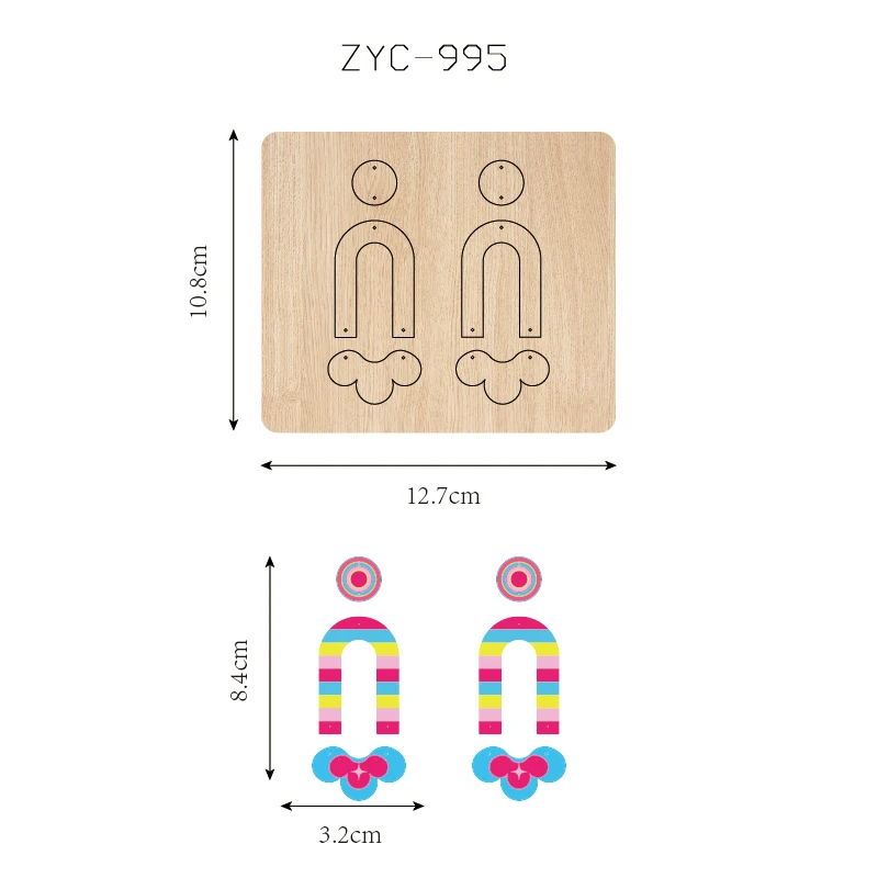 Wooden Earring Cutting Mold, Suitable for Die Cutting Machines, ZYC-995