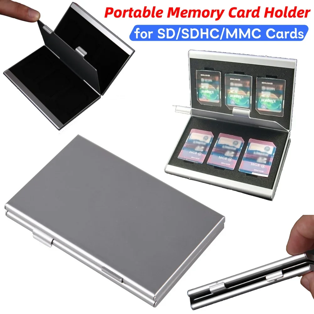 

Memory Card Holder Protector Portable Memory Card Storage Box Organizer Aluminum for SD/SDHC/MMC Cards