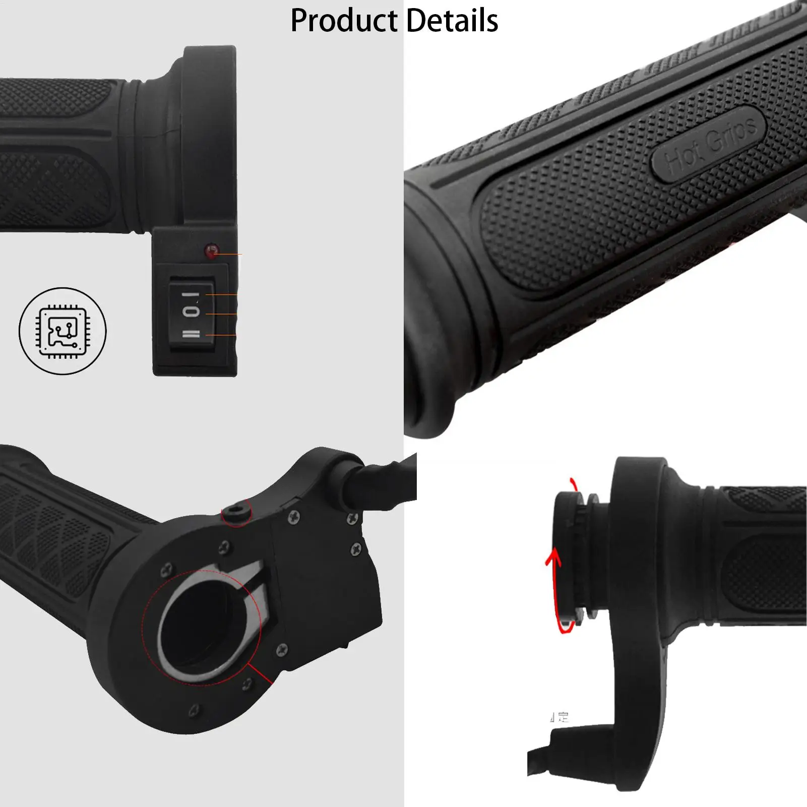 Heated Handlebar Grips 12V Cold Weather Thumb Warmer 3 Temperature Settings Electric Heated Handlebar Grips For Outdoor Riding