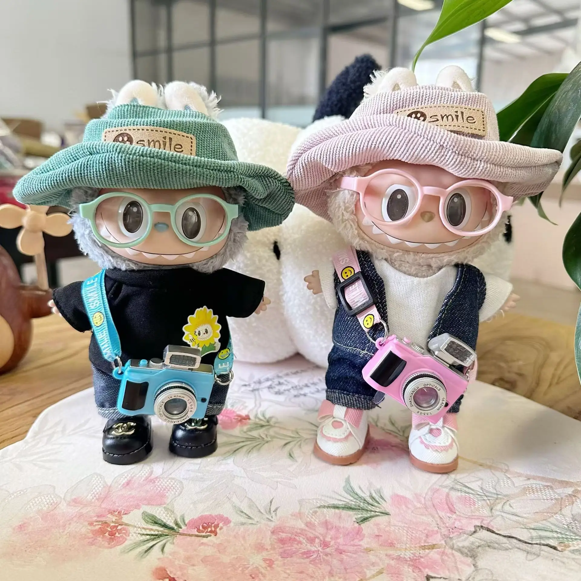 

Plush Doll'S Clothes Outfit Accessories For Korea Kpop Exo Labubu Idol Dolls Clothing Fashion Outfit With Hat Camera Overalls