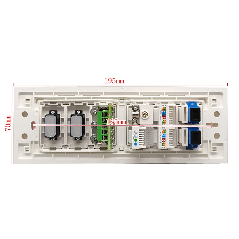 Wall Panel 2xHDMI RCA Audio Video Plug RJ11 Phone Analog ATV Dual CAT6 RJ45 LAN SC-SC UPC Optical Fiber Socket White Faceplate