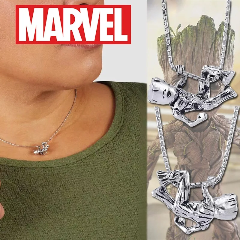 New Marvel Same Peripheral Galaxy Guardians Groot Necklace Fashion Creative Hip-hop Men Women Collarbone Necklace Anime Jewelry