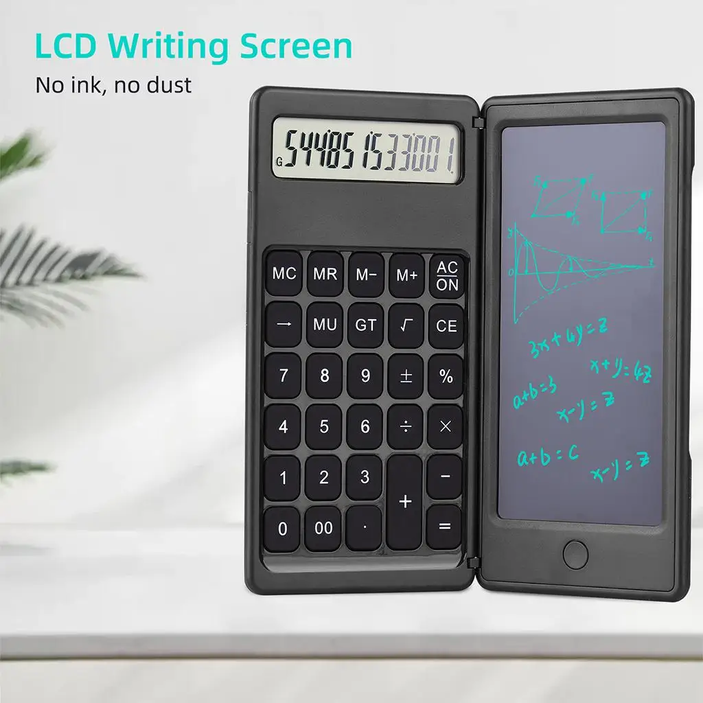 Foldable Calculator, 12 digits with 6'' Notepad for Daily and Basic -Size Basic Calculator