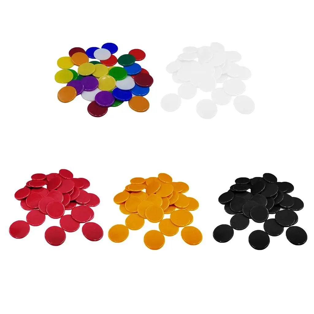 100 Pack Counters Counting Chips Plastic Markers Mixed Colors for Bingo Chips Game Tokens