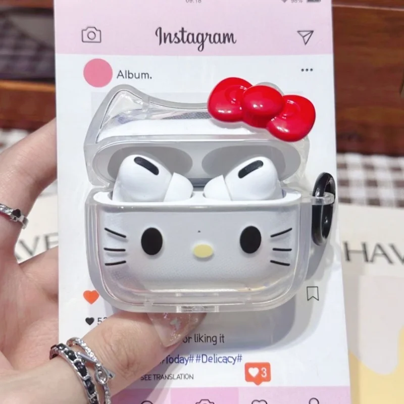 New Hot Hello Kitty Cover For 1 2 3 4 Earphone Coque Transparent Headset Case For Airpod Pro Fundas Wireless Headphone Box Gifts