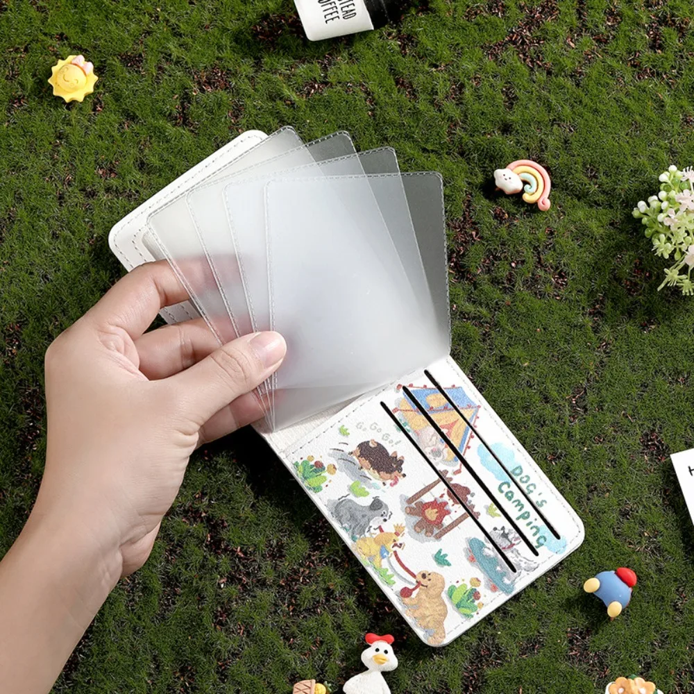 Creativity Portable Print Card Bag Cartoon Large Capacity ID Storage Bag PU Puppy Document Protection Cover