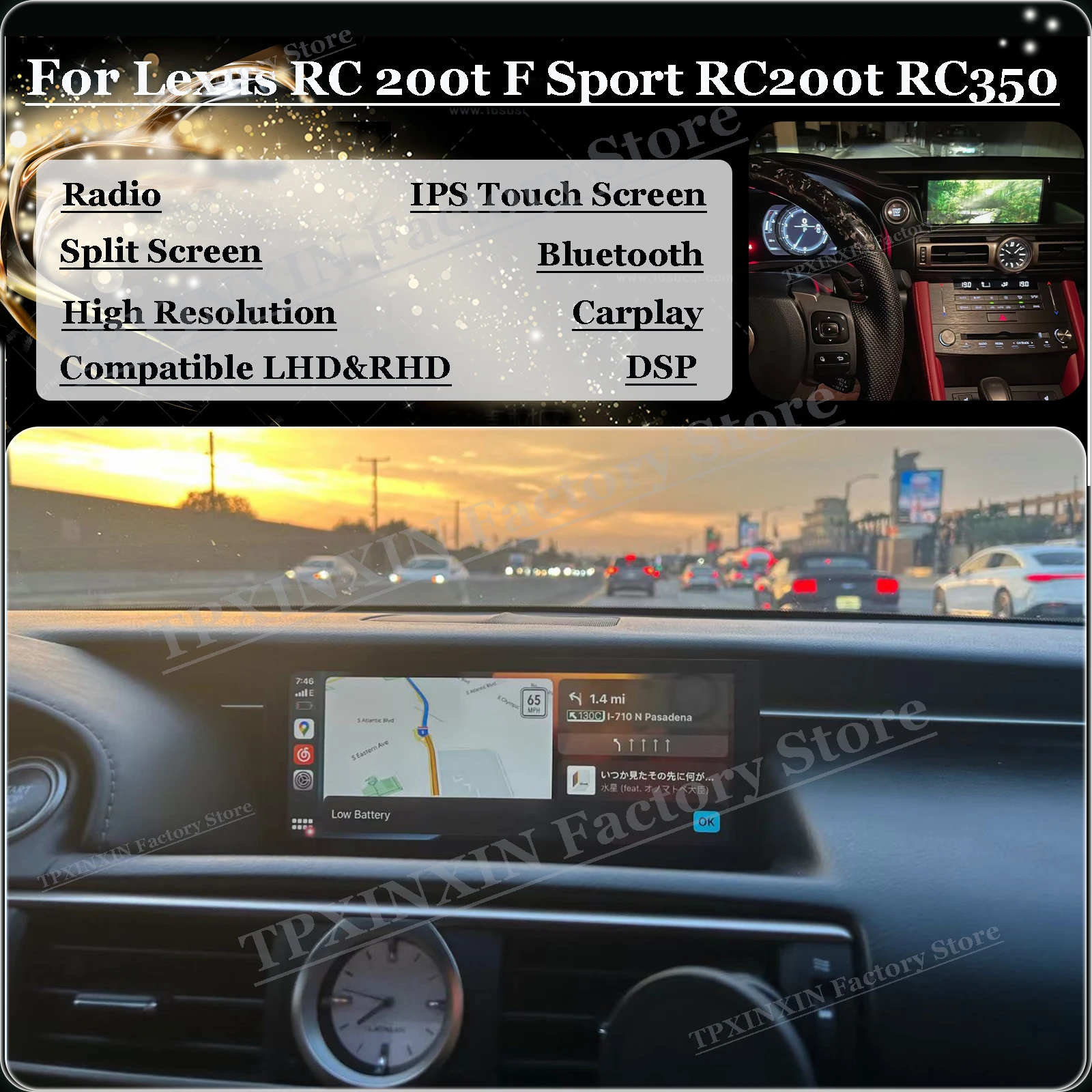 For Lexus RC 200t F Sport RC200t RC350 2014~2018 Android 11 Automotive Multimedia GPS Navigation Intelligent Radio IPS Head Unit
