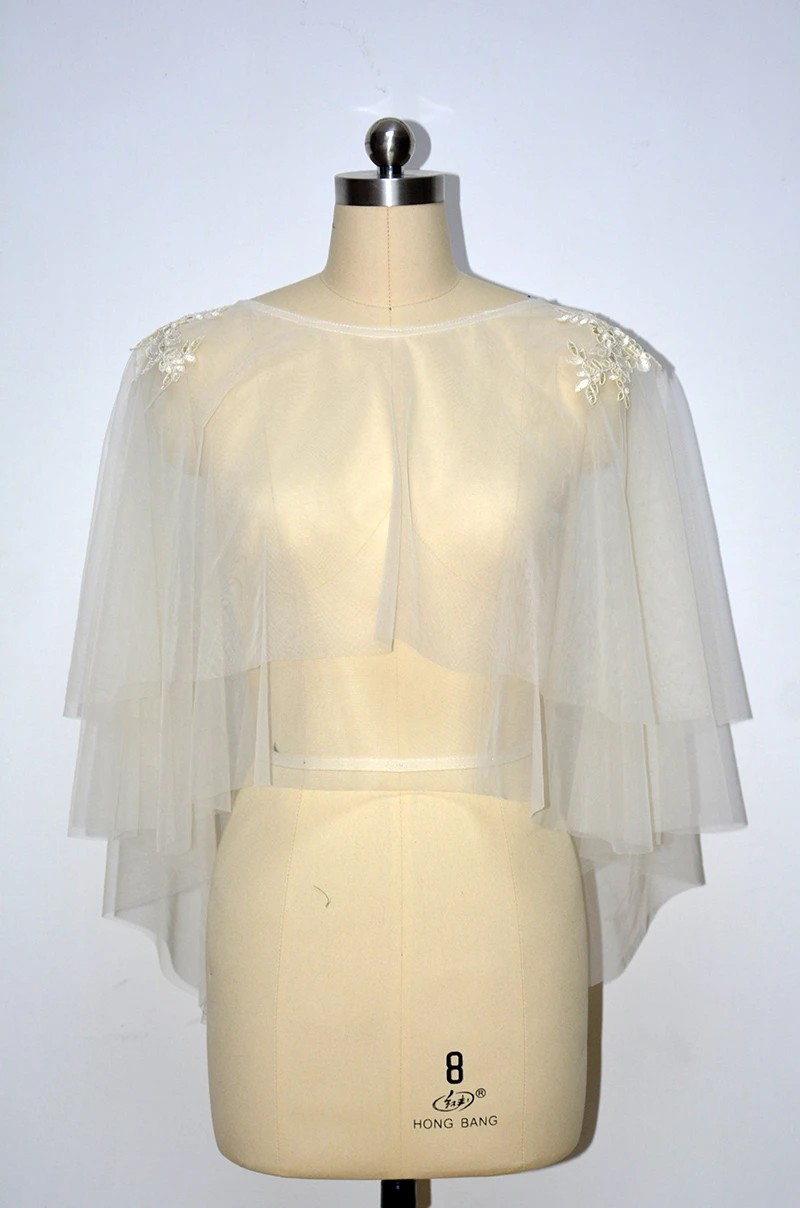 Summer Tulle Bride Cape Simple Wedding Jackets Women Wrap Coat Bolero Cloak Shrug Wedding Jacket Bridal Shawl custom