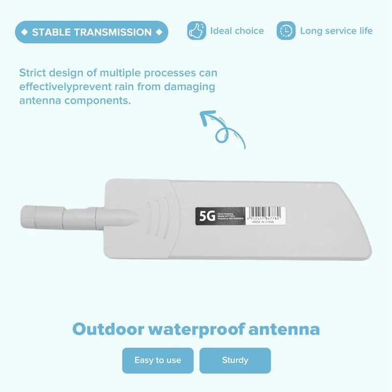 1PCS 5G/3G/4G/GSM Full Band Omni Wireless Smart Meter Router Module Gain 40DBi Antenna, White SMA Male-FS