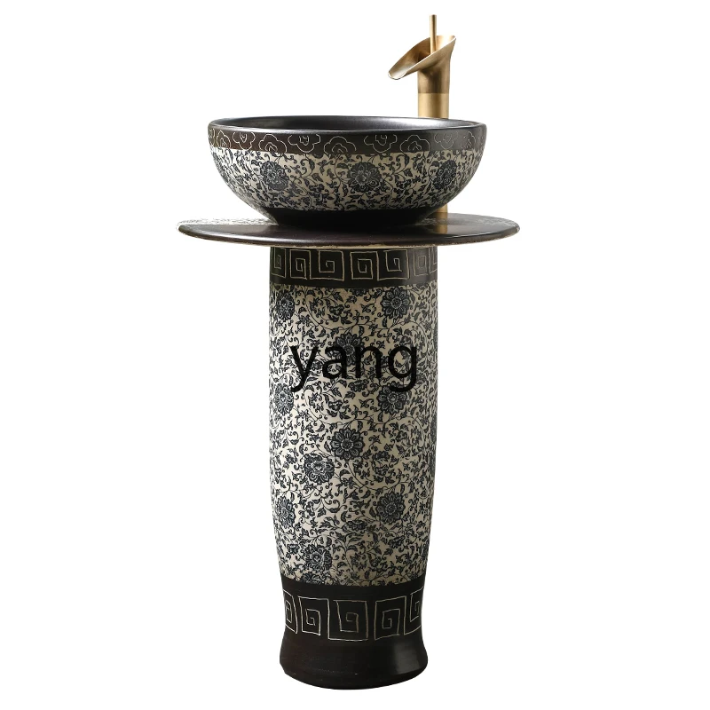 LH   ceramic column type outdoor washbasin integrated floor-to-ceiling household balcony courtyard pool