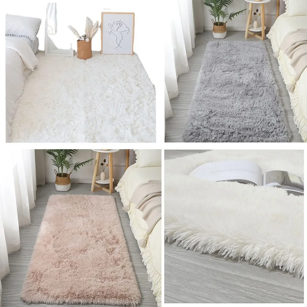 Alfombras peludas y esponjosas para mesita de noche, protección del suelo, cojín lavable para sofá, alfombrillas antideslizantes para dormitorio, decoración del hogar