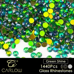 CARLOW Newst Color Green Shine SS4-SS30 Non Hot Fix Rhinestones Sliver Back High Quality Strass for Garment Decoration YZ-151