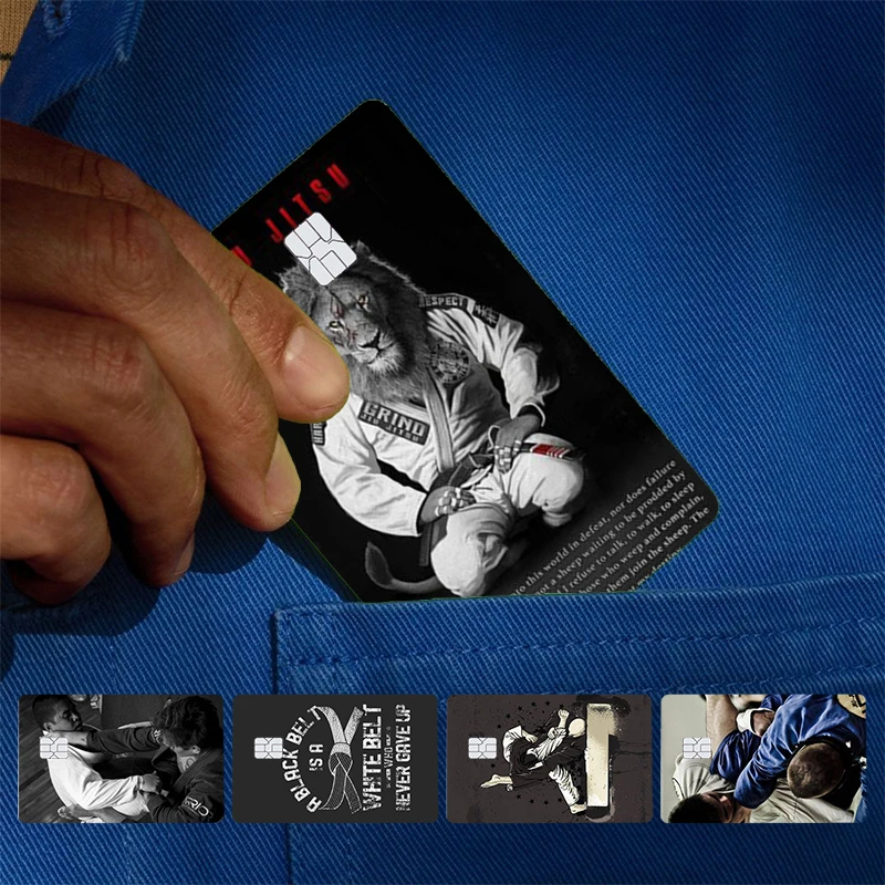 Pegatina protectora para tarjetas de crédito, débito y autobús, estilo BJJ (Jiu Jitsu Brasileño), para la parte frontal, elegante y de estilo indie.