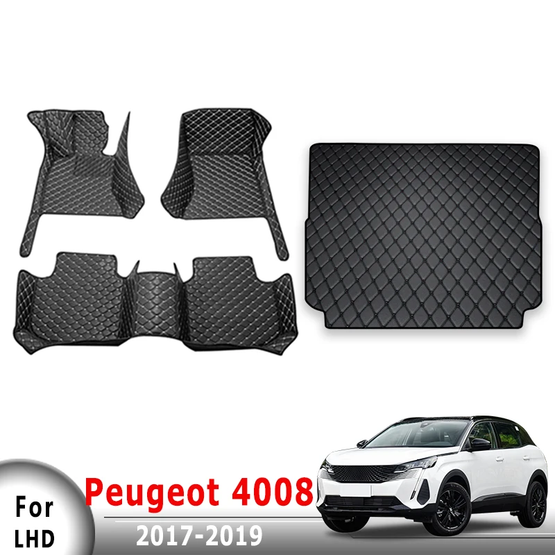 

Автомобильные коврики, коврики в багажник для Peugeot 4008 2017 2018 2019, чехлы, аксессуары для салона автомобиля, подушечки для ног, водонепроницаемые педали